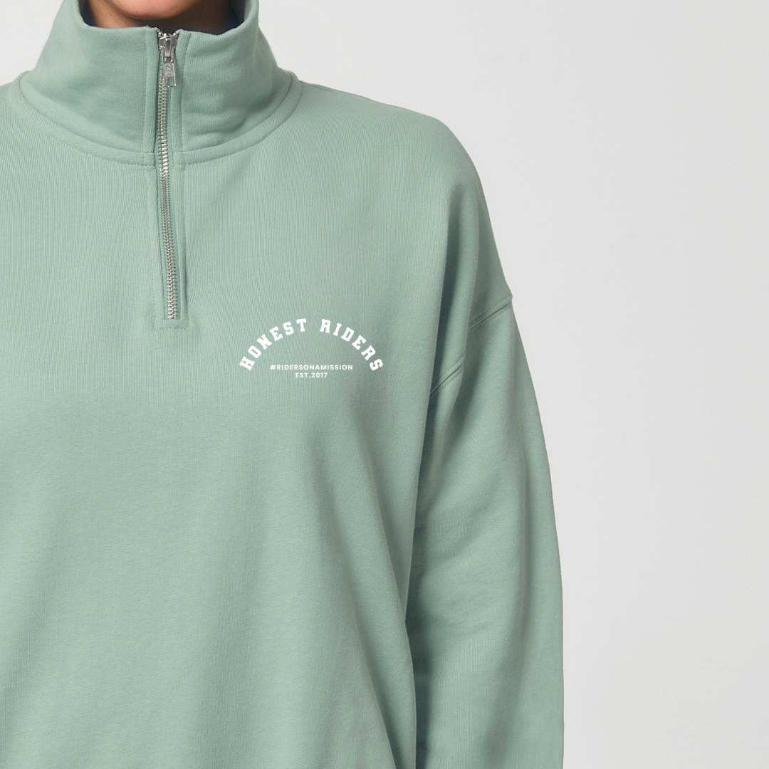 'Ride & Roam' Sage | Morgan 3/4 Zip Sweatshirt